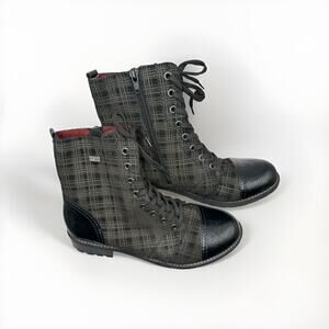 Remonte Rieker Women’s Tartan Combat Boots Size 8 US 39 EU R3309 Preppy Punk